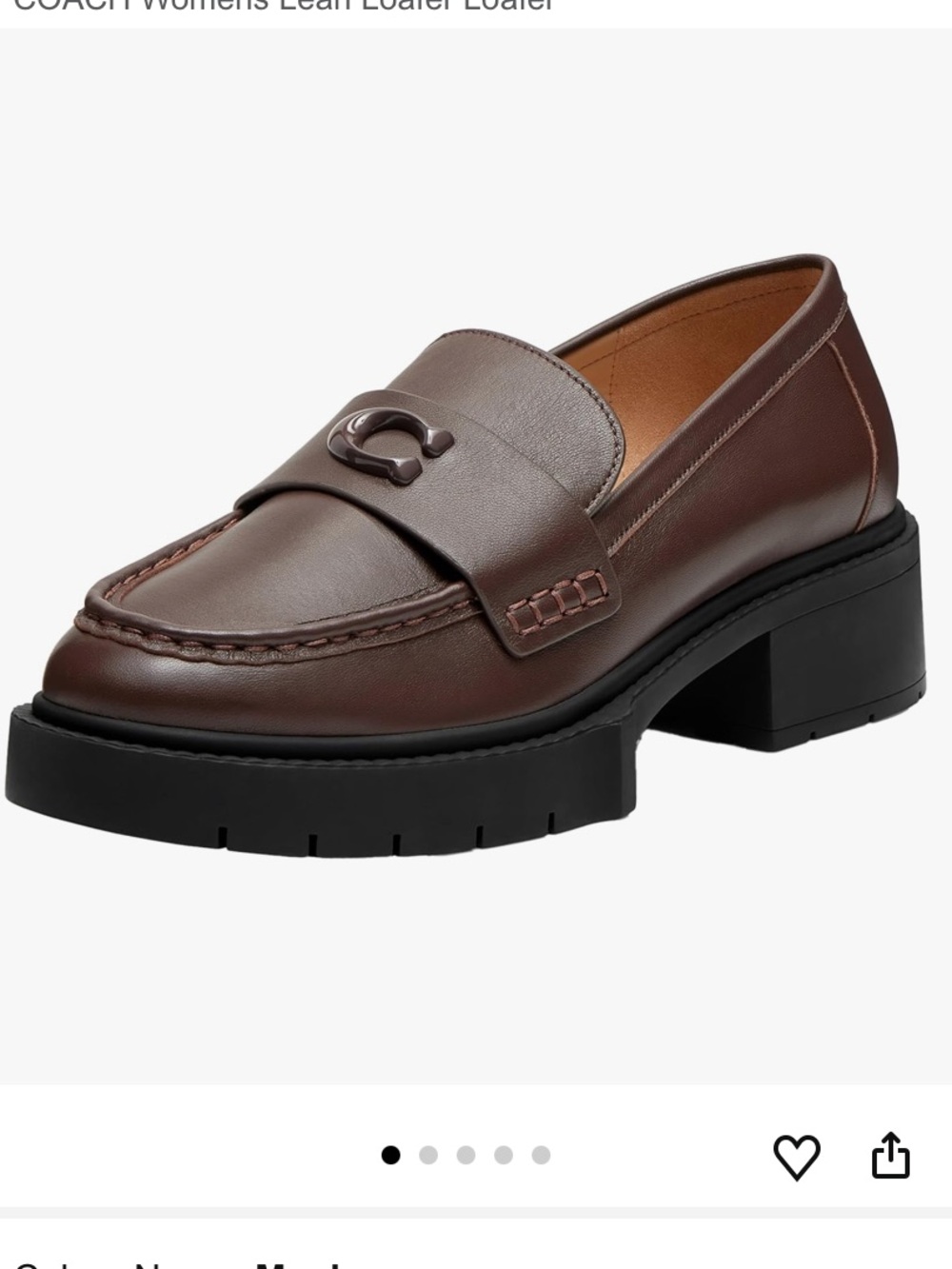 Coach Women's Dark Brown Leather Platform Loafers